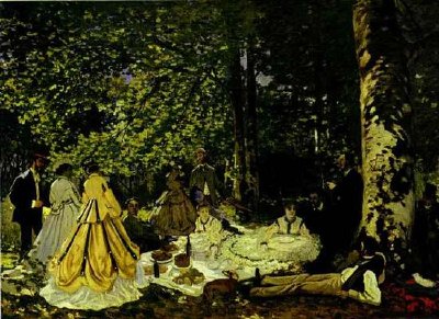 Claude Monet. The Picnic (Le dejeuner sur l'herbe). 1865-1866.