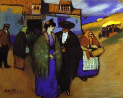 Pablo Picasso. Ein spanisches Paar vor einem Gasthaus. 1900.