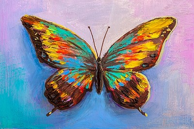 Pintura a óleo, linda borboleta