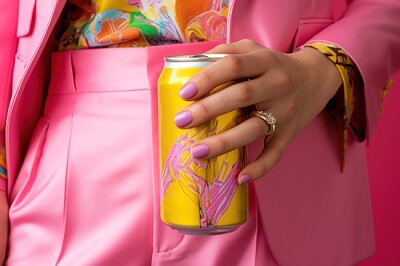 Pink Lady Holding a Soda Can jigsaw puzzle