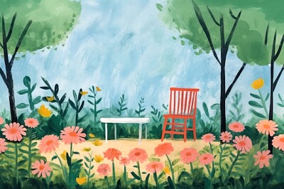 Scena ogrodowa - Malarstwo