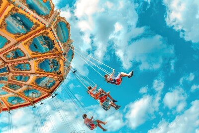 Swinging Ride at an Amusement Park jigsaw puzzle