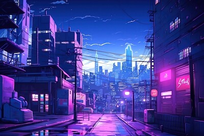 Cyberpunk stadsliv 