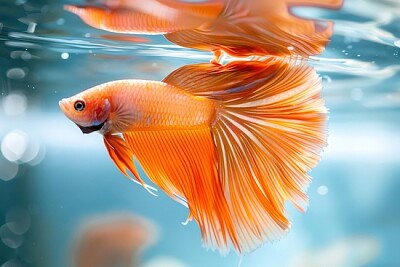 Leuchtend orangefarbener Kampffisch