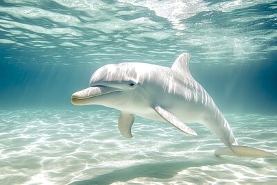 Delfin Albinos o łagodnym usposobieniu