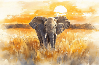 Éléphant dans la savane