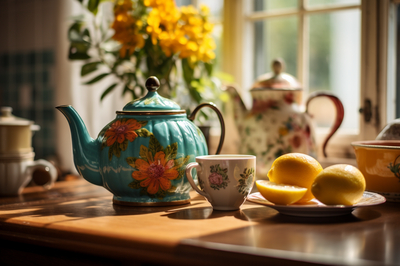 Teapot on a Kitchen Counter