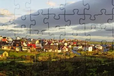 Midnight sun over Hafnarfjordhur, Iceland jigsaw puzzle