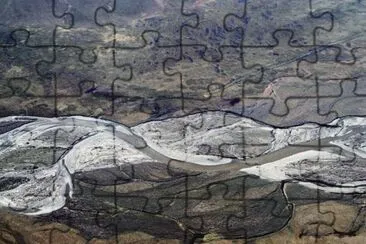 Braided River and road scars in summer jigsaw puzzle