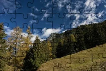 Blue mountains and green trees jigsaw puzzle