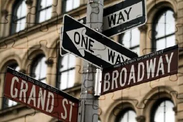 Broadway y Grand Street Signs, Nueva York, EE.