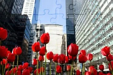 Red Tulips on Park Ave New York City, USA jigsaw puzzle