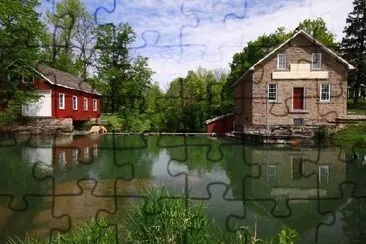 Barrage, scierie et moulin à grains