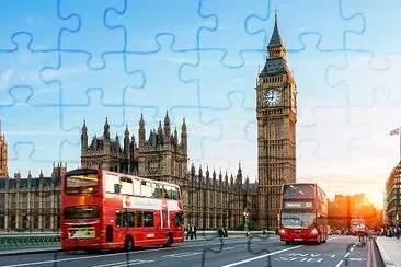 Traffico sul ponte di Westminster, Londra Inghilterra