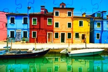 Venedig landmärke, Burano ön kanal