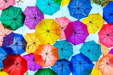 Multi-colored umbrellas background. Colorful umbre jigsaw puzzle