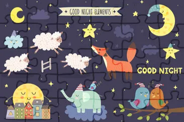 Good night isolated elements for your design. Swee jigsaw puzzle