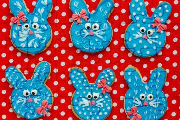 Funny bunny cookies, homemade gingerbread biscuits jigsaw puzzle