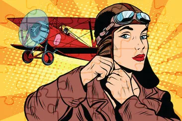 Girl retro military pilot jigsaw puzzle