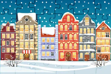 Snöig stad Illustration