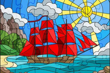 Målat glas Illustration av segelbåtar