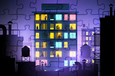 City Building at Night Art jigsaw puzzle