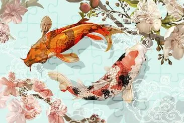 Deux poissons Koi japonais