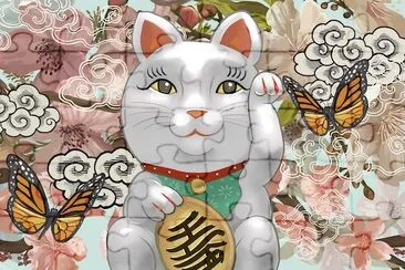 Japansk Maneki Neko statyett