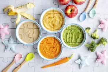 Alimentos para bebés saludables y coloridos