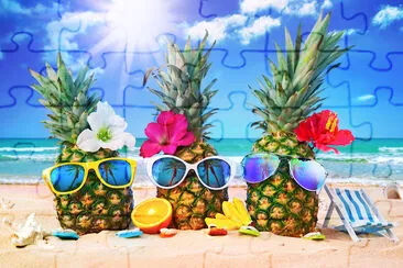 Ananas mit Sonnenbrille