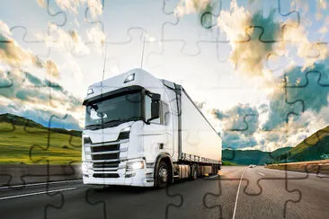 Truck with Container on Road jigsaw puzzle