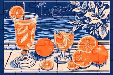 Orange by the Pool jigsaw puzzle