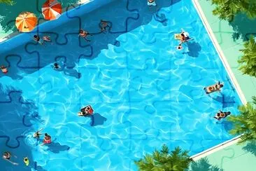 Nager dans la piscine vue aérienne