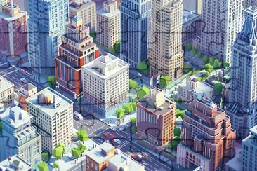 Un paysage urbain animé