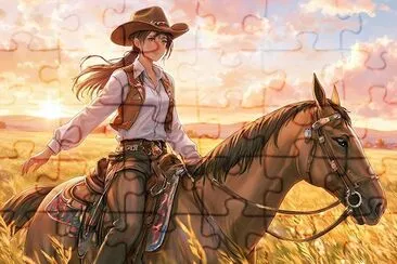 Sunset Ride: The Spirit of the West jigsaw puzzle