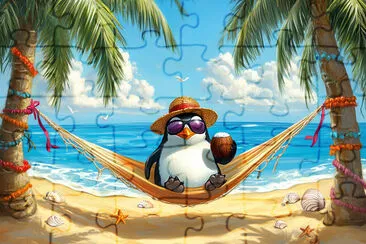 La vacanza tropicale del pinguino