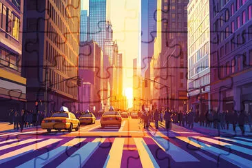 Busy City Street jigsaw puzzle