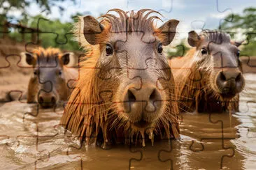 Wasserschweine genießen ein Schlammbad