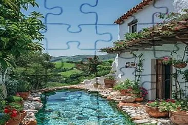 With pool jigsaw puzzle