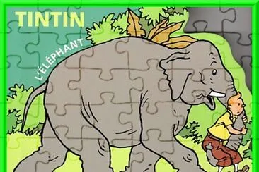 Tintin avec un éléphant