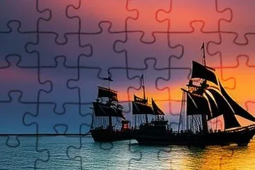 Pirate Ships at Dusk jigsaw puzzle