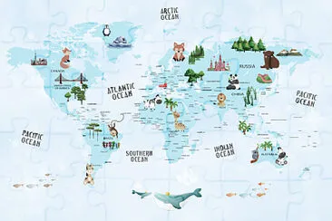 Animals world map for kids