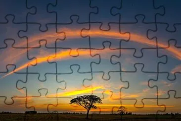 Sunset cloudbow lone tree jigsaw puzzle