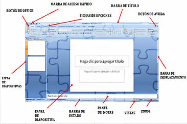 פאזל של Partes de la ventana de Powerpoint 2010