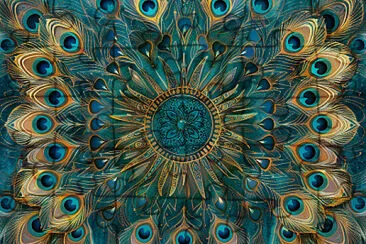 Peacock Feather Mandala jigsaw puzzle