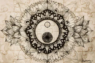 פאזל של Yin Yang Lotus Mandala