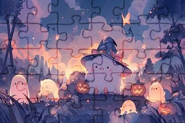 Petits Fantômes Halloween Mignon jigsaw puzzle