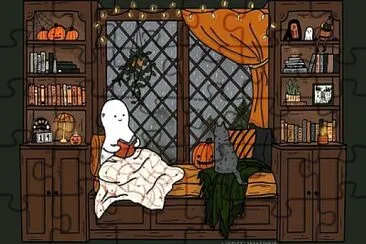 פאזל של Petit Fantôme qui lit - Halloween