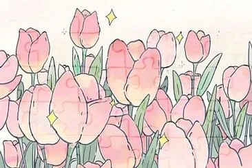 פאזל של mignon champs de tulipes rose