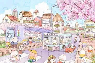 Mignonne petit ville rose jigsaw puzzle